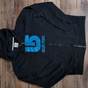 Burton Classic Full Zip Hoodie Size Large in Black with Blue Logo